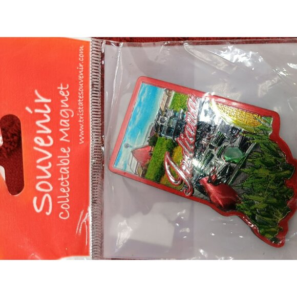 Indiana Shaped Collectible Souvenir Magnet With Scenic Farm Design & Attachment - Picture 4 of 4